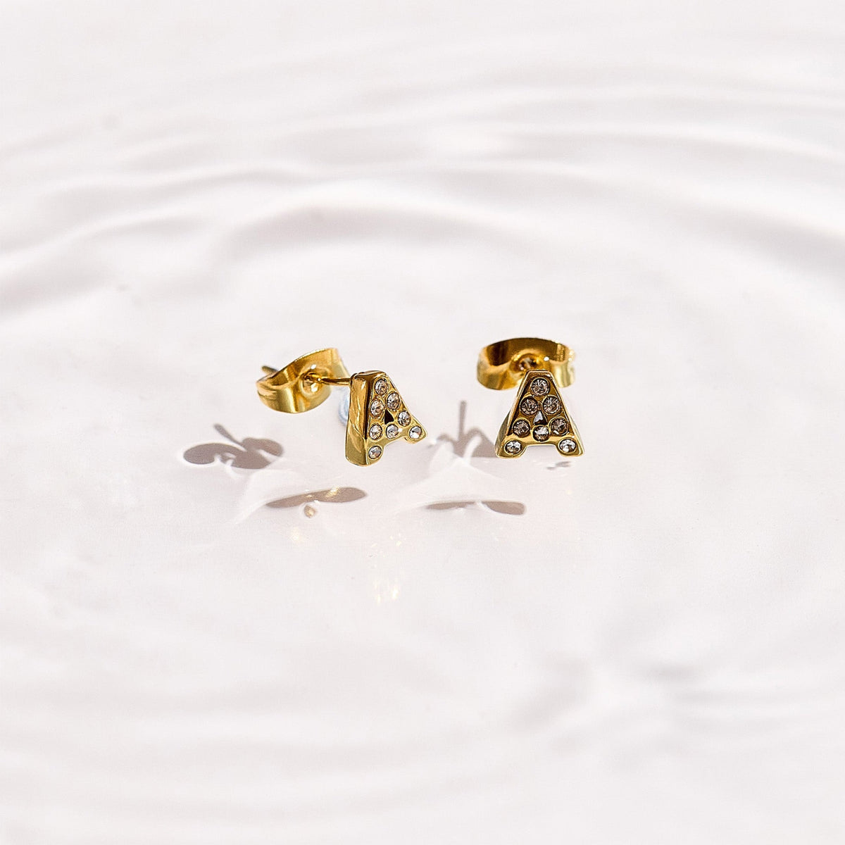 Crystal Initial Stud Earrings