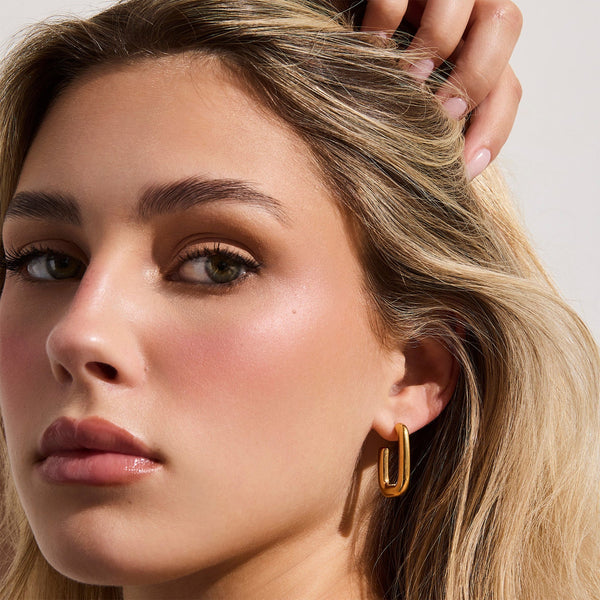 Rounded Square Hoop Earrings