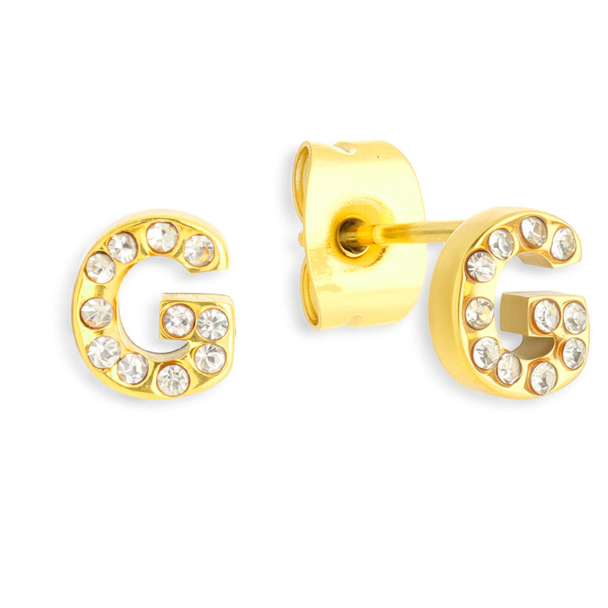 Crystal Initial Stud Earrings - EVRYJEWELS