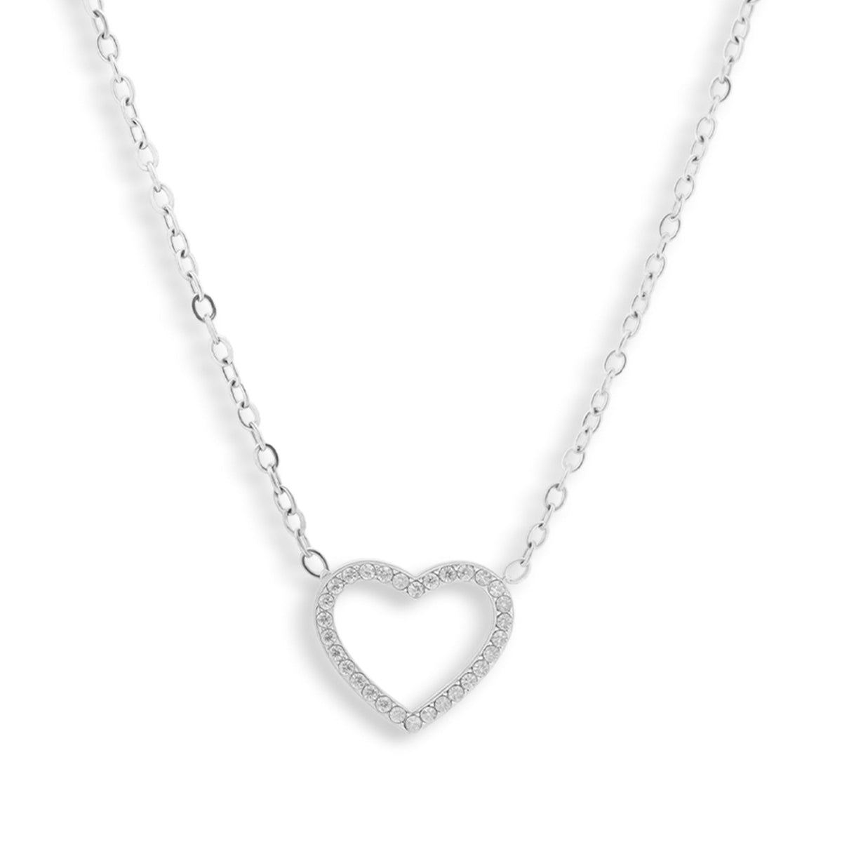 Crystal Heart Outline Necklace - EVRYJEWELS