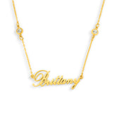 Custom/Personalized Nameplate with Gemstone Accents Necklace - EVRYJEWELS
