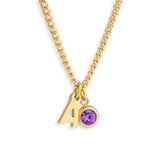Custom/Personalized Initial Pendant Necklace w/ Birthstone - EVRYJEWELS