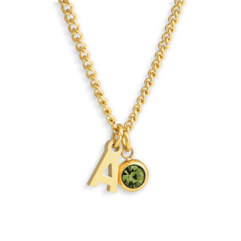 Custom/Personalized Initial Pendant Necklace w/ Birthstone - EVRYJEWELS