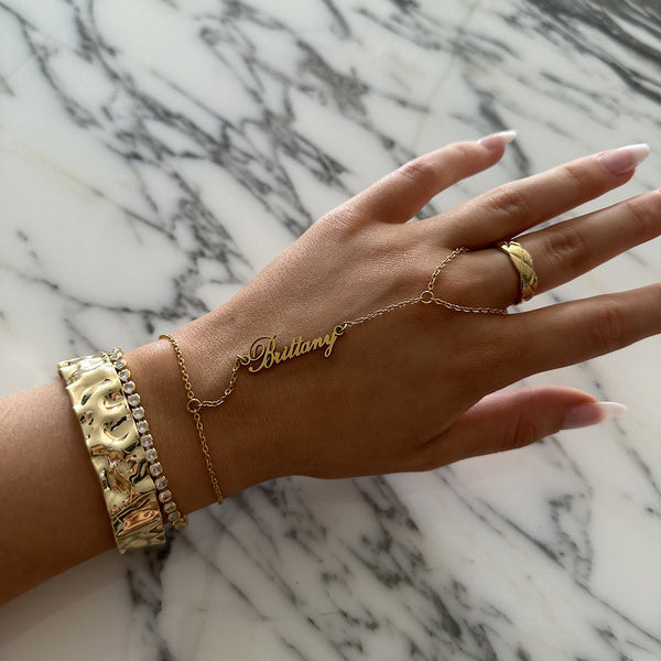 Custom/Personalized Name Plate Hand Chain - EVRYJEWELS