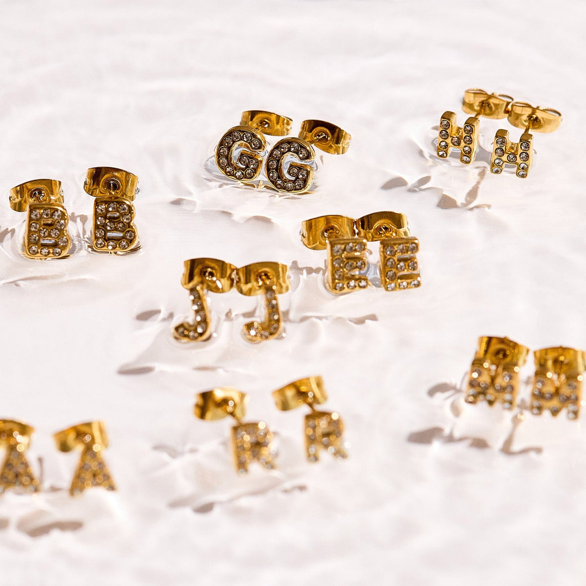 Crystal Initial Stud Earrings