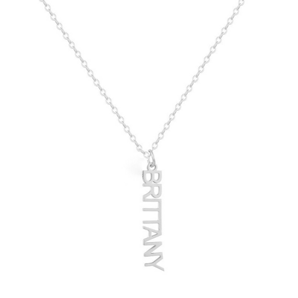 Custom/Personalized Mini Vertical Charm Nameplate Necklace - EVRYJEWELS