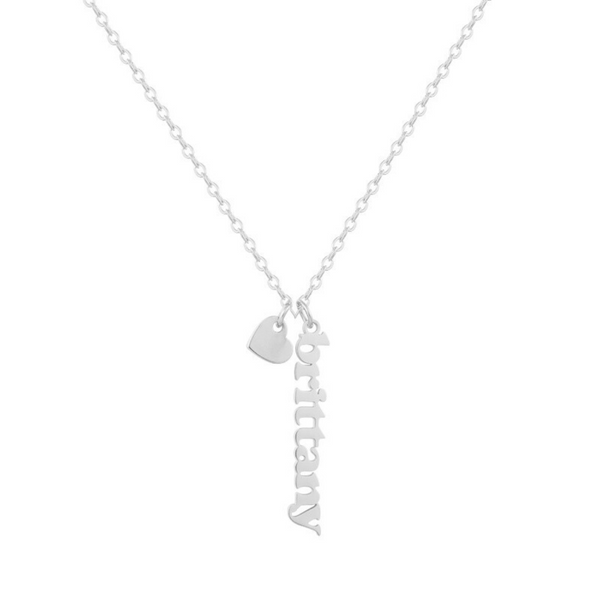 Custom/Personalized Mini Vertical Charm Nameplate Necklace - EVRYJEWELS