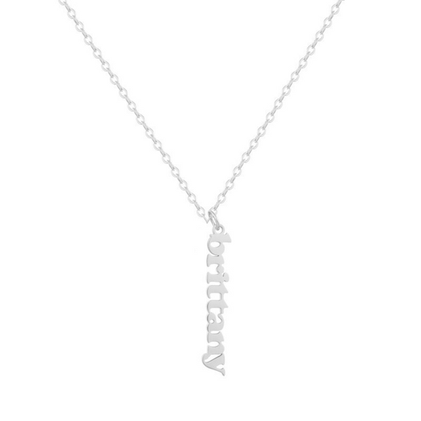 Custom/Personalized Mini Vertical Charm Nameplate Necklace - EVRYJEWELS