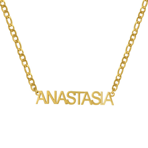Custom/Personalized Nameplate Figaro Necklace - EVRYJEWELS