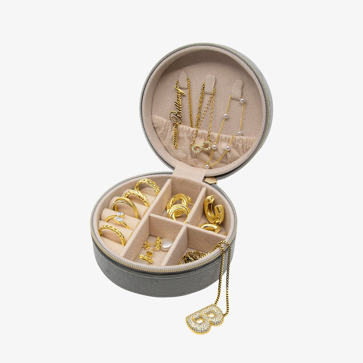 Round Velvet Travel Jewelry Case