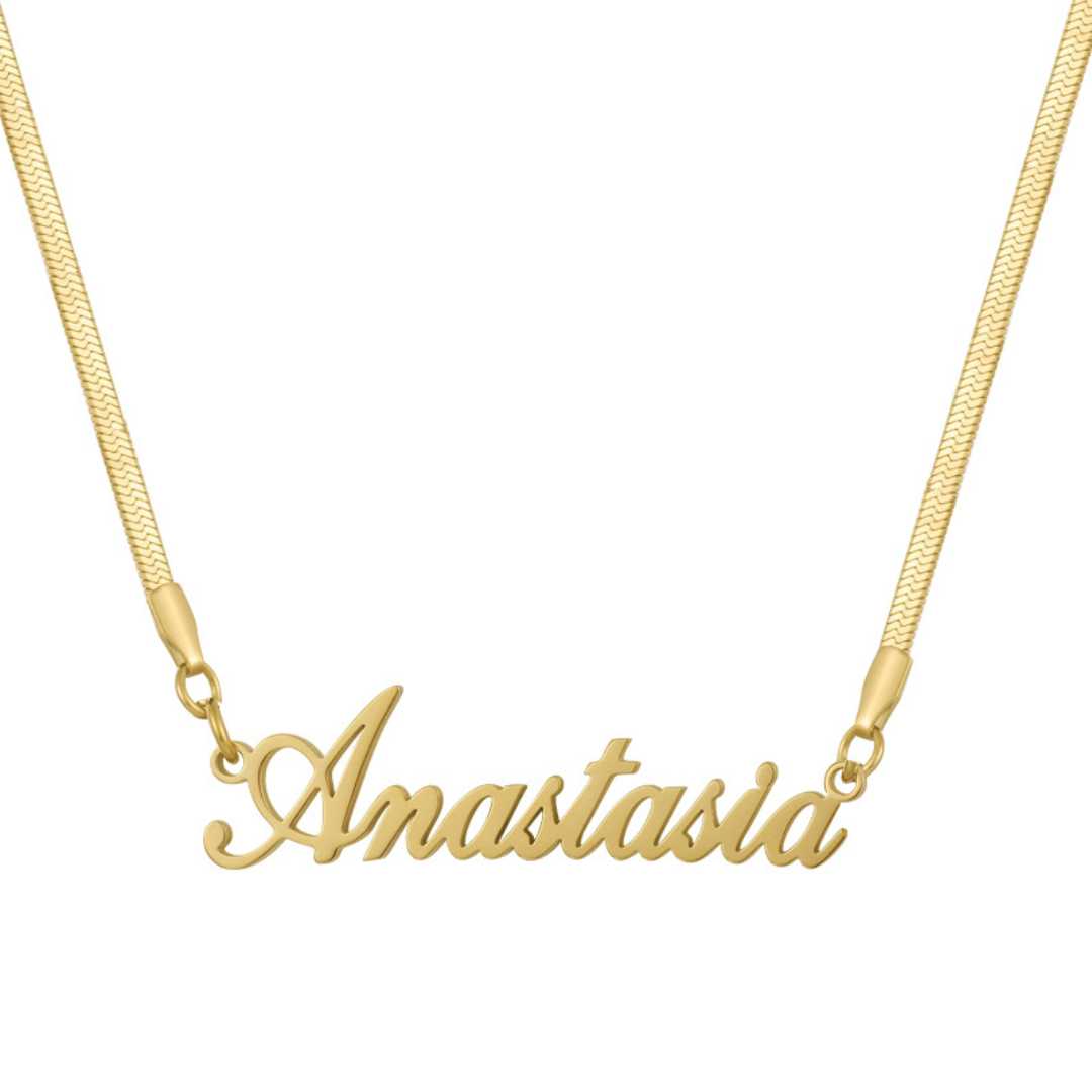 Custom/Personalized Herringbone Nameplate Necklace - EVRYJEWELS