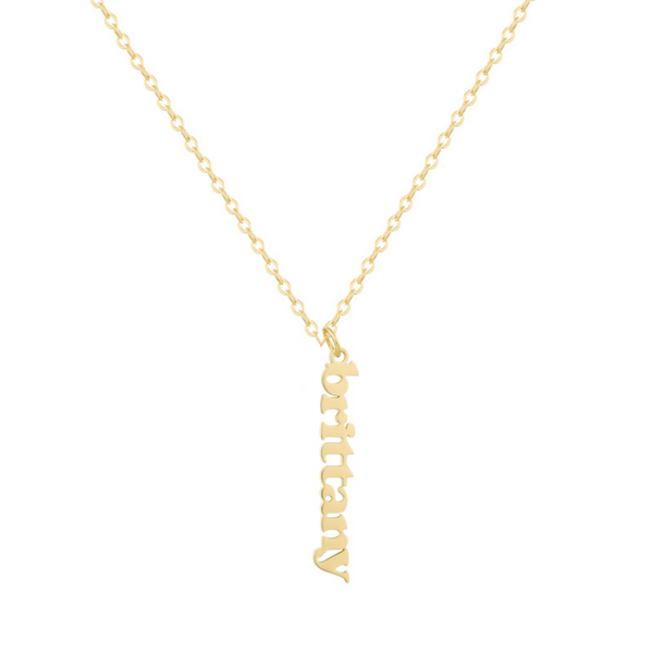 Custom/Personalized Mini Vertical Charm Nameplate Necklace - EVRYJEWELS